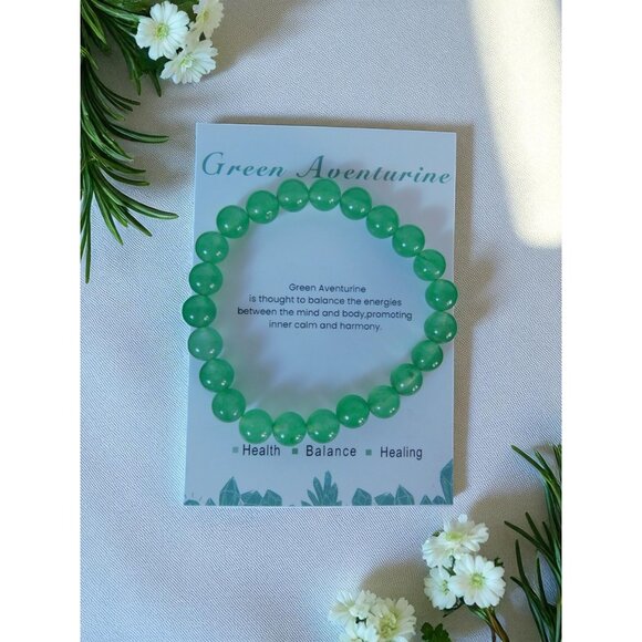 Green Aventurine Bead Bracelet Stretch Crystal Healing Energy Balance Gemstone J - Picture 1 of 12